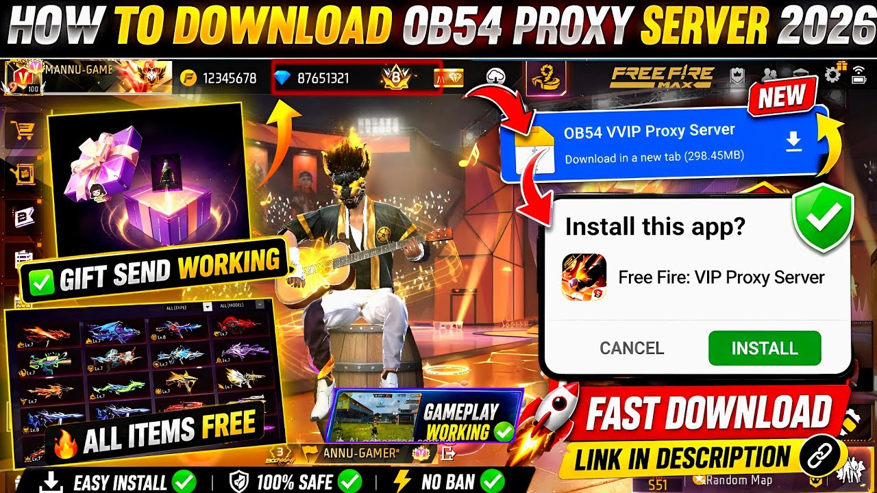 How To Download Proxy Server đŻđ±đ„, proxy Server Free Fire Kaise Download Karen, Ob54 Proxy Server ff background