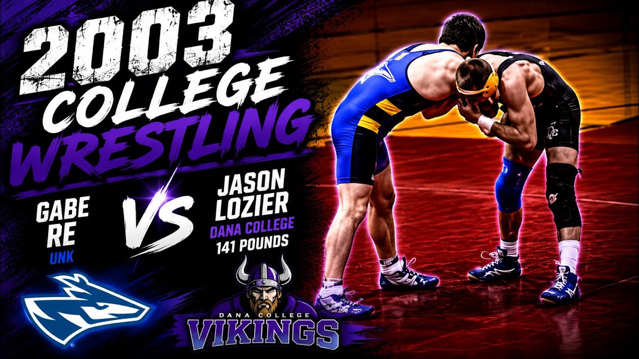 2003 College Wrestling: Gabe Re, UNK vs Jason Lozier, Dana College, 141 pounds background