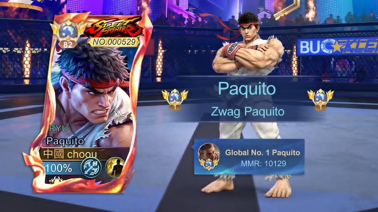 FINALLY!! GLOBAL 1 PAQUITO USED NEW SKIN STREET FIGHTER PAQUITO (IS IT WORTH IT?) - MLBB background