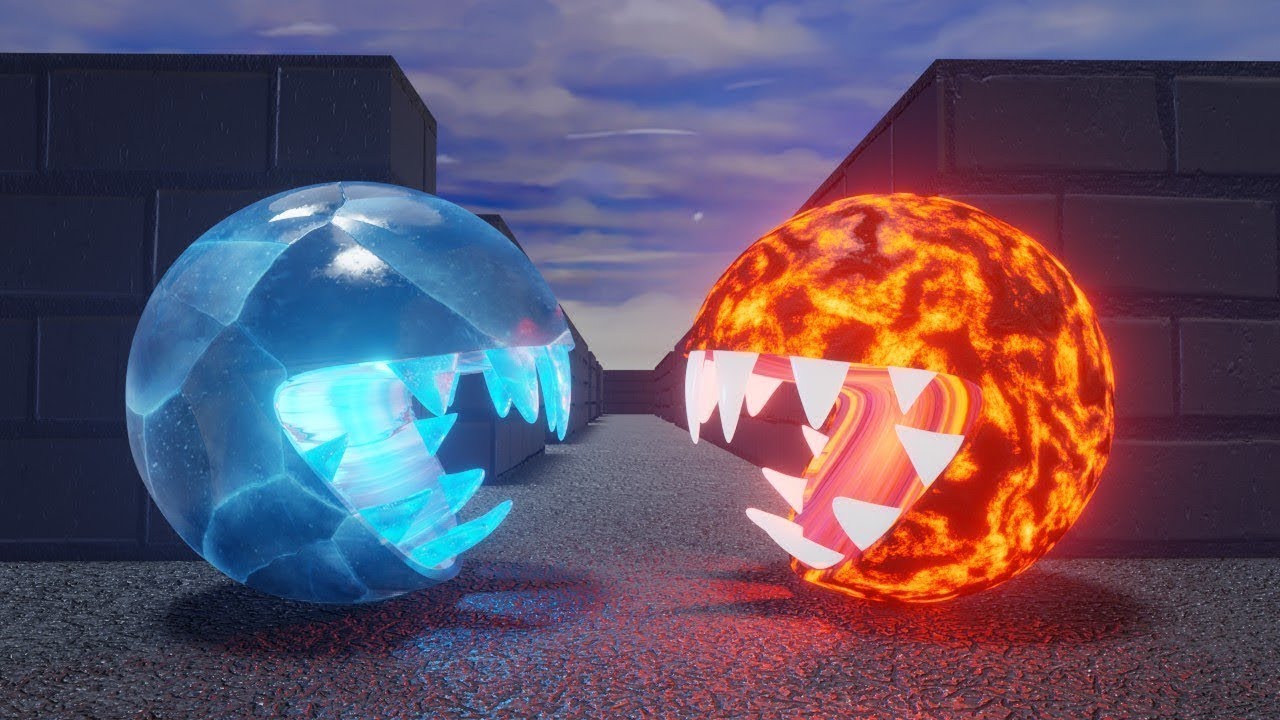 Pacman Vs Pacman (Fire Vs Water, Slime Monsters, Sharks) background