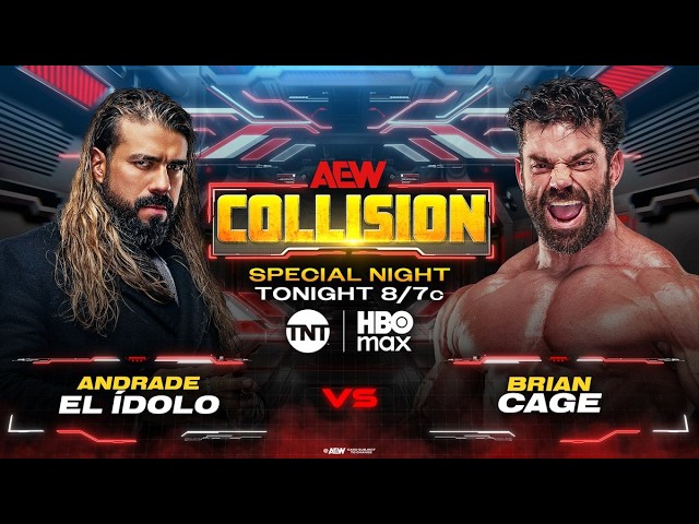 Andrade El idolo vs brain cage AEW collision backdrop