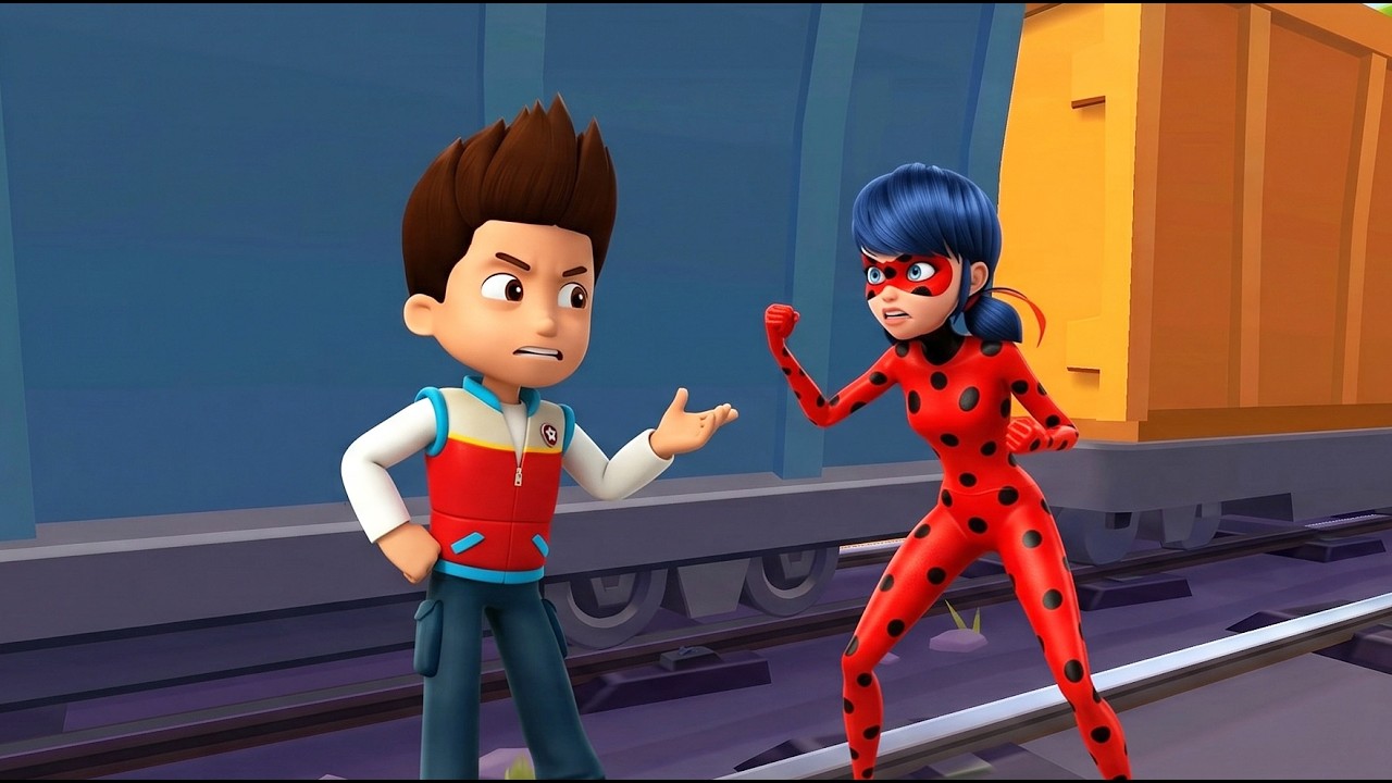 Ladybug and Ryder have fun in racing amusement park! Paw Patrol and Miraculous & Cat Noir tales! background