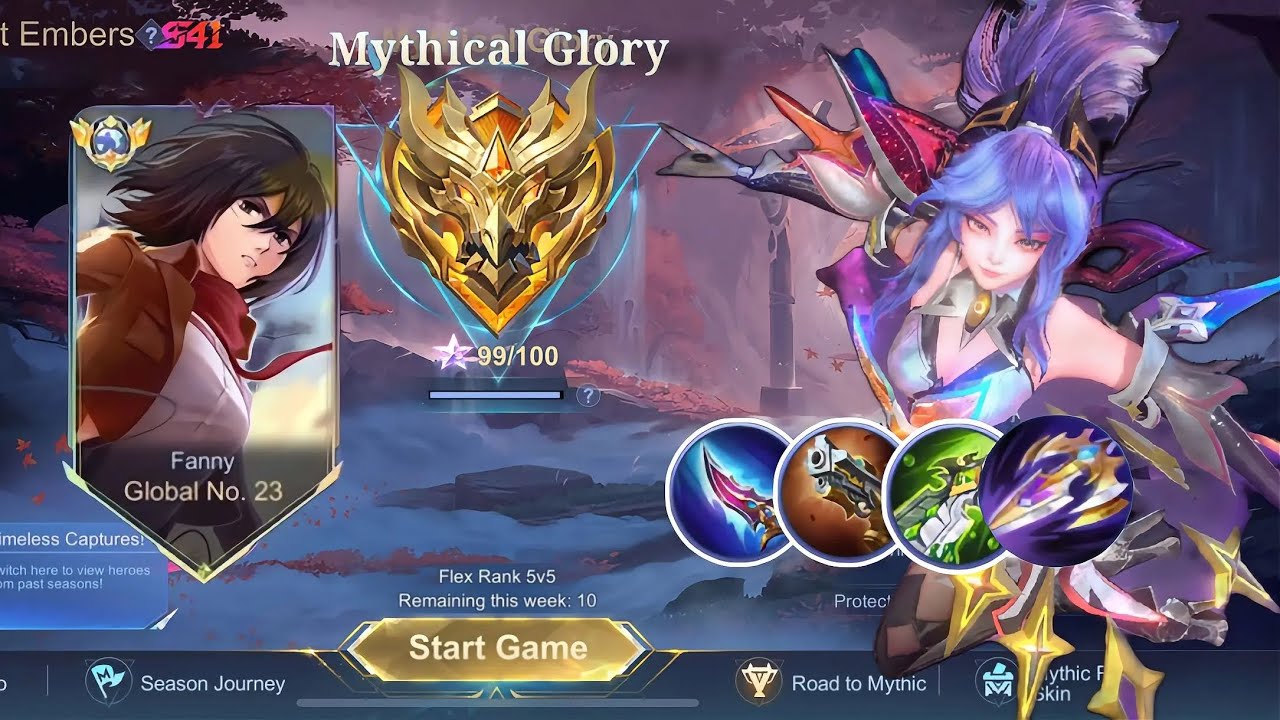 ROAD TO TOP 1 GLOBAL FANNY BEGINSЁЯС┐| EPISODE 1 | LAST MATCH BEFORE MYTHICAL IMMORTAL S41ЁЯдп background