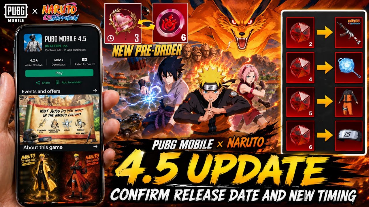 Mythic Forge And 4.5 Update Is Here | Official Release | New Naruto Pre-order Event Is Here | PUBGM background