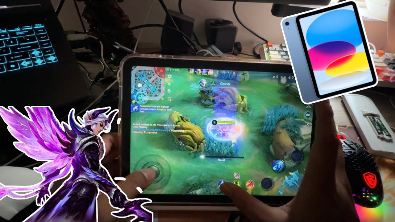 PLAYING MOBILE LEGEND ON IPAD A16 GEN11 HAND CAM . I background
