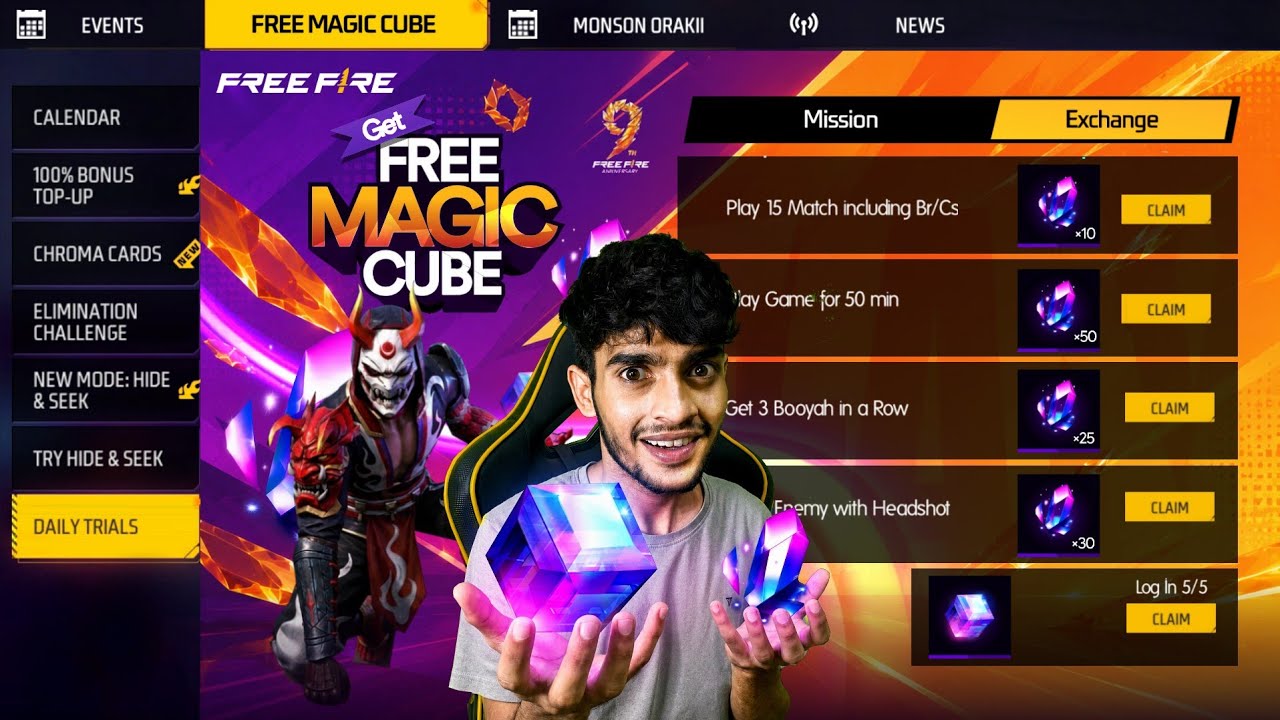 MAGIC CUBE EXCHANGE MISSION 🥳 Free Fire Max background