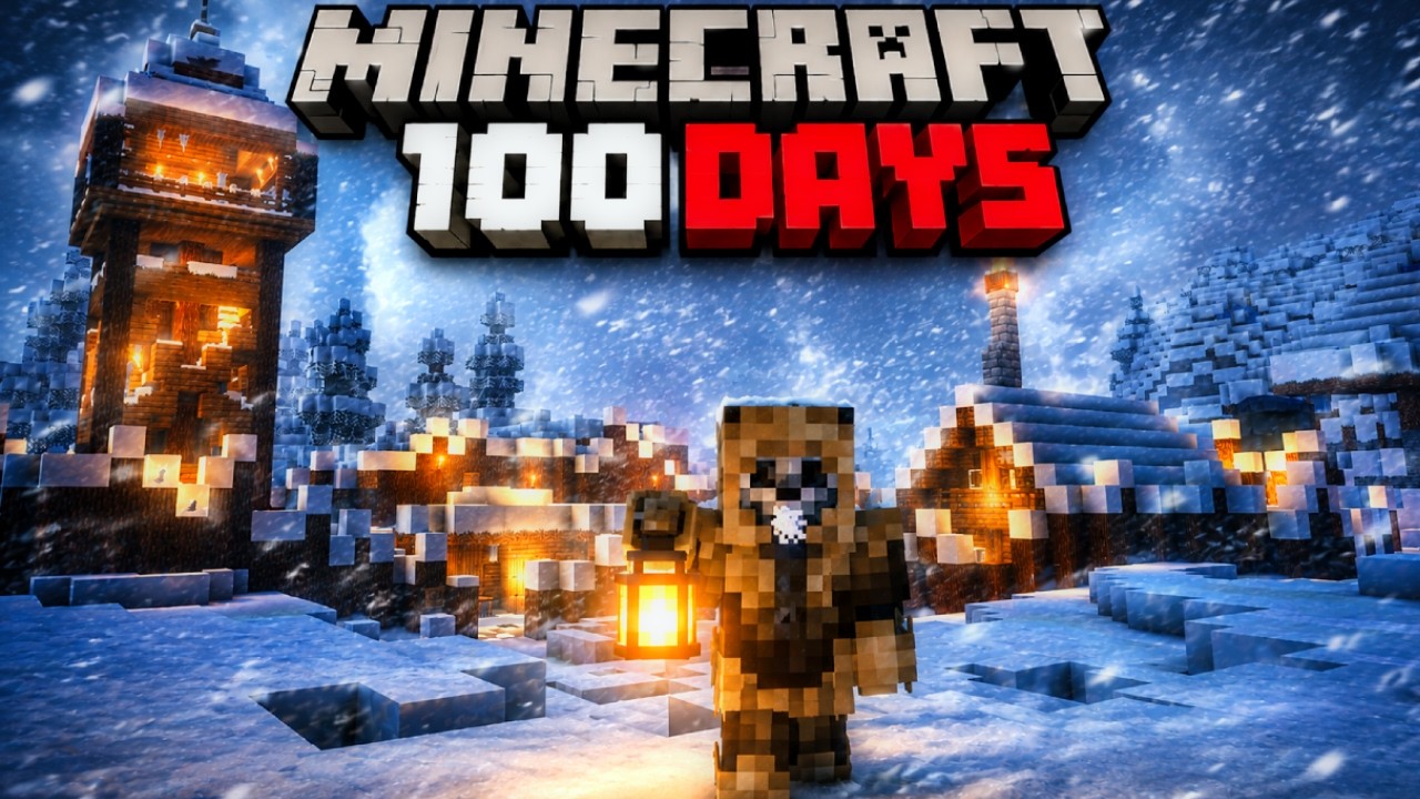 Can I Survive 100 Days in Minecraft's Endless Winter? background