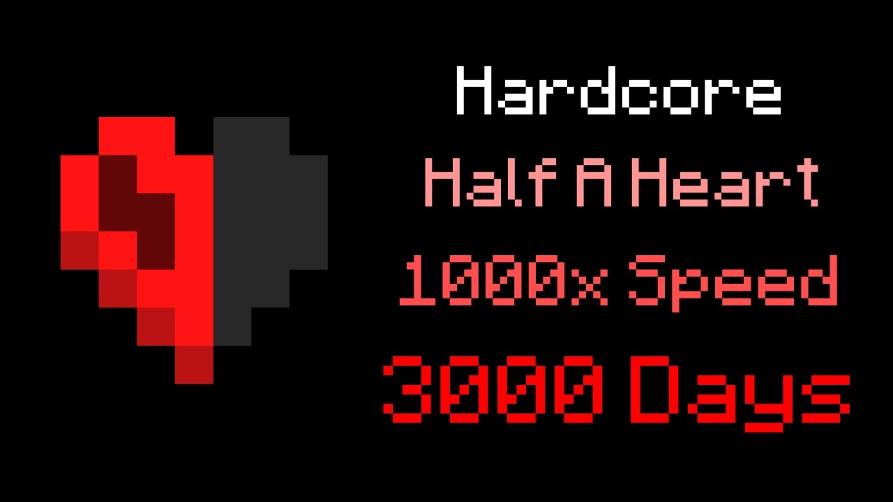 I Beat Hardcore Minecraft at 1000x Speed on Half A Heart background