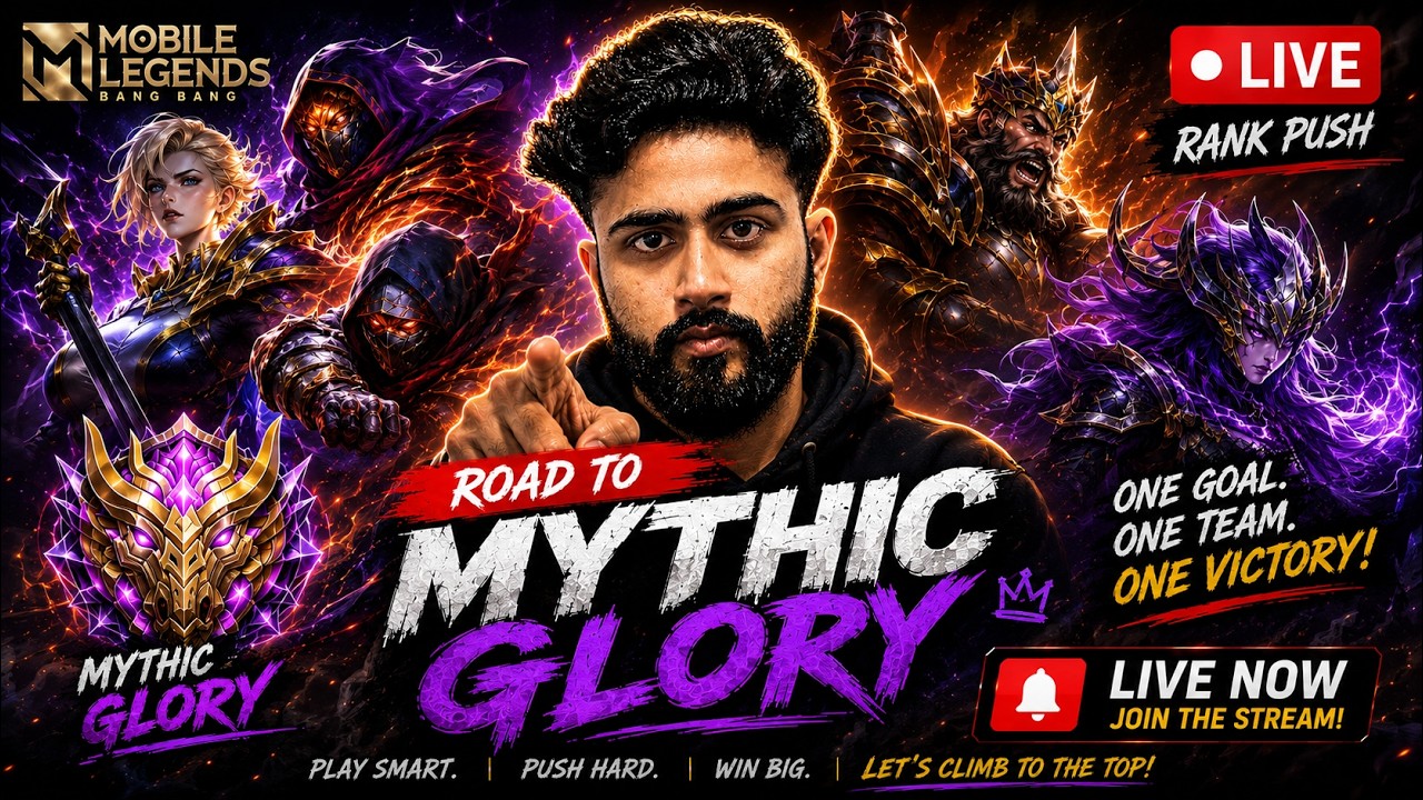 🔴 LIVE | Mobile Legends Bang Bang Ranked Push 🔥 Mythic Grind with Grandmaster Fufaji | Road to Glory background
