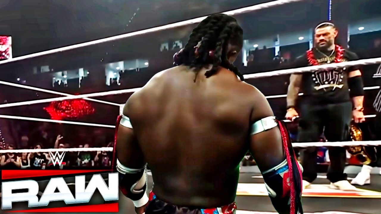 Oba Femi Brutal Attack Roman Reigns For World Heavyweight Title WWE Raw 2026 Highlights background