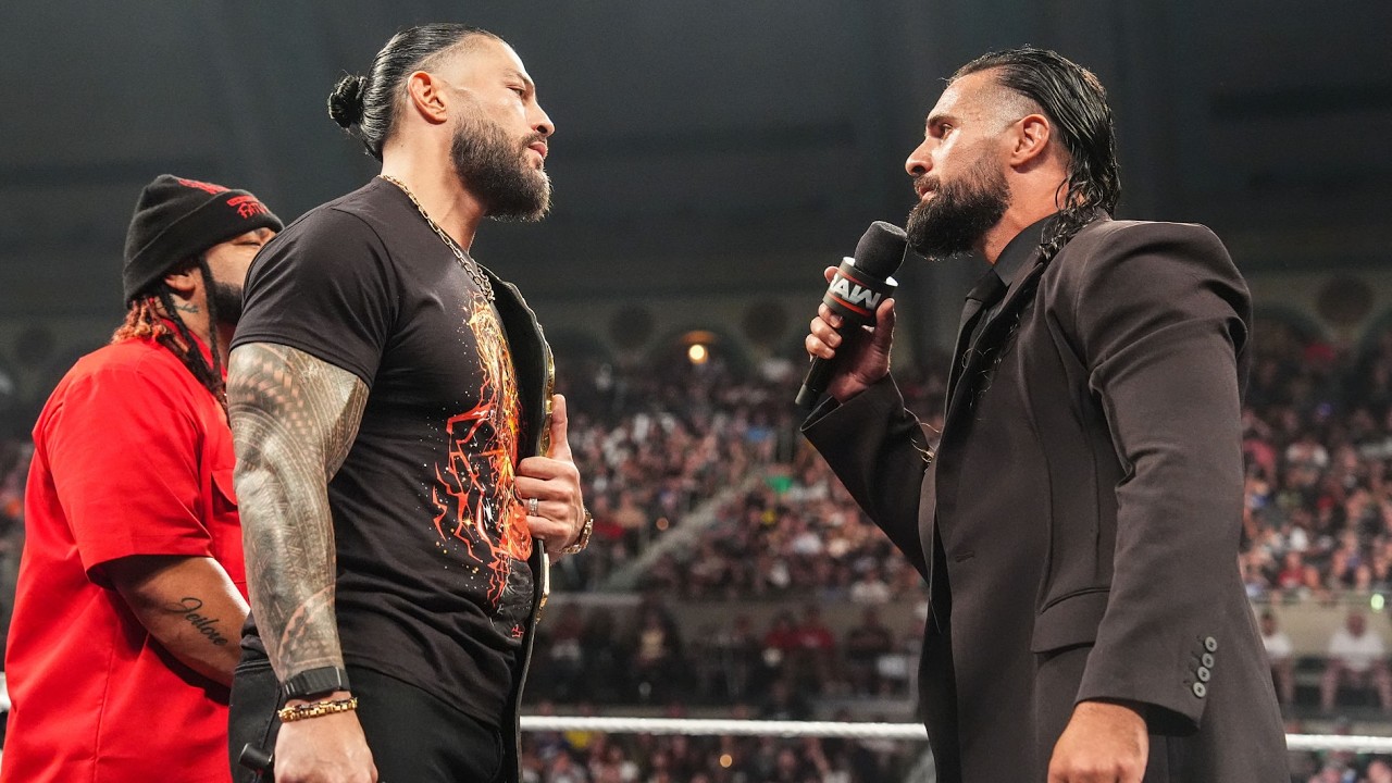 Jacob Fatu Attacks Seth Rollins and takes Roman Reigns revenge WWE Raw 2026 Highlights background