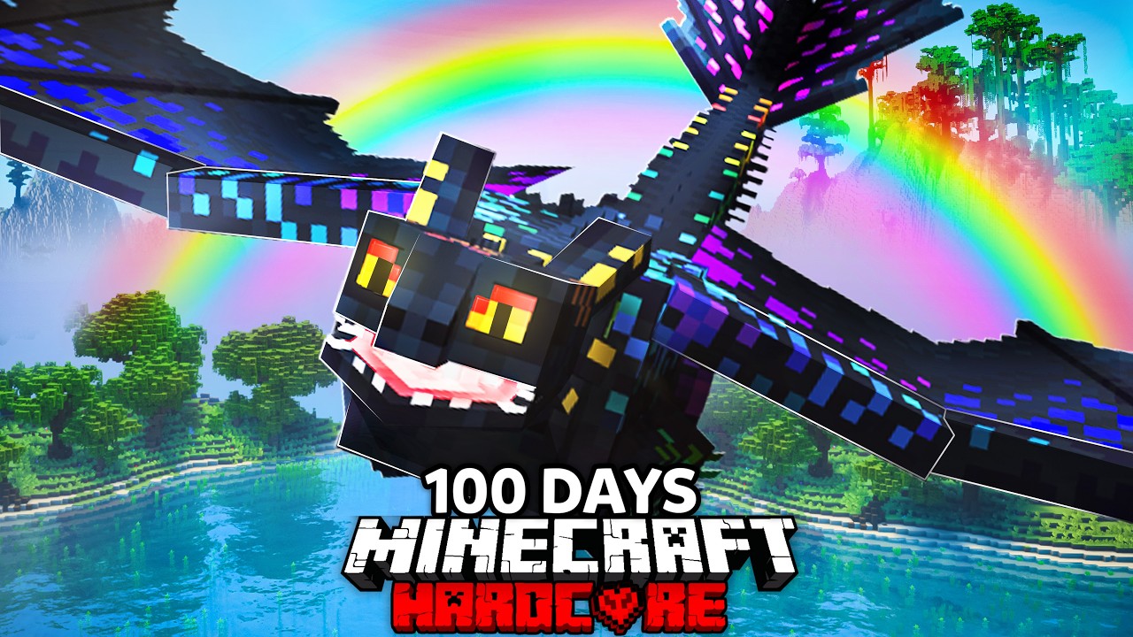 I Spent 100 Days in RAINBOW ONLY HOW TO TRAIN YOUR DRAGON in Minecraft! background