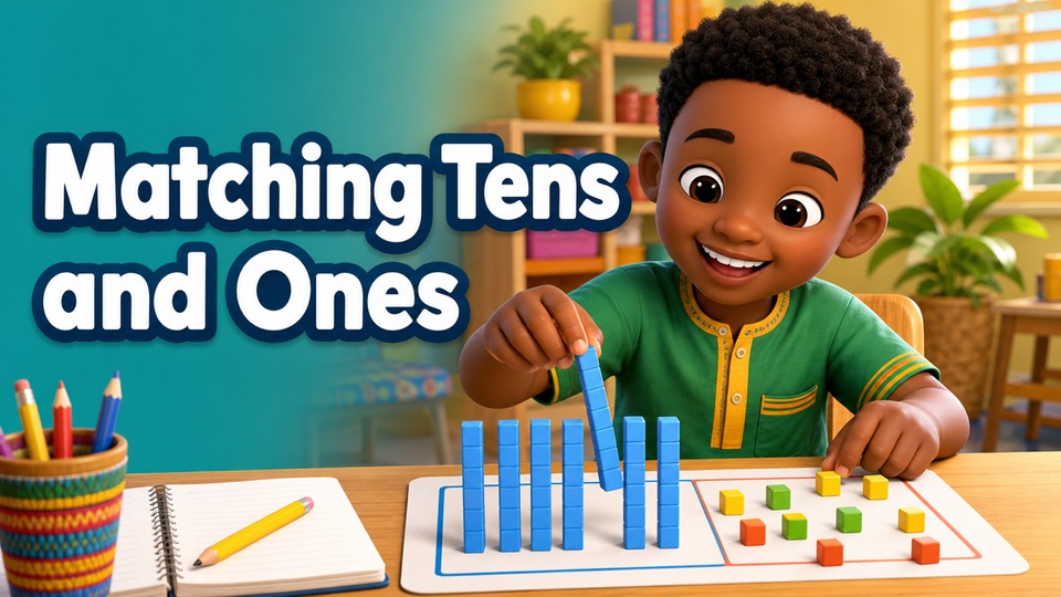 Matching Tens and Ones | 1st Grade | Math | Kids Academy backdrop