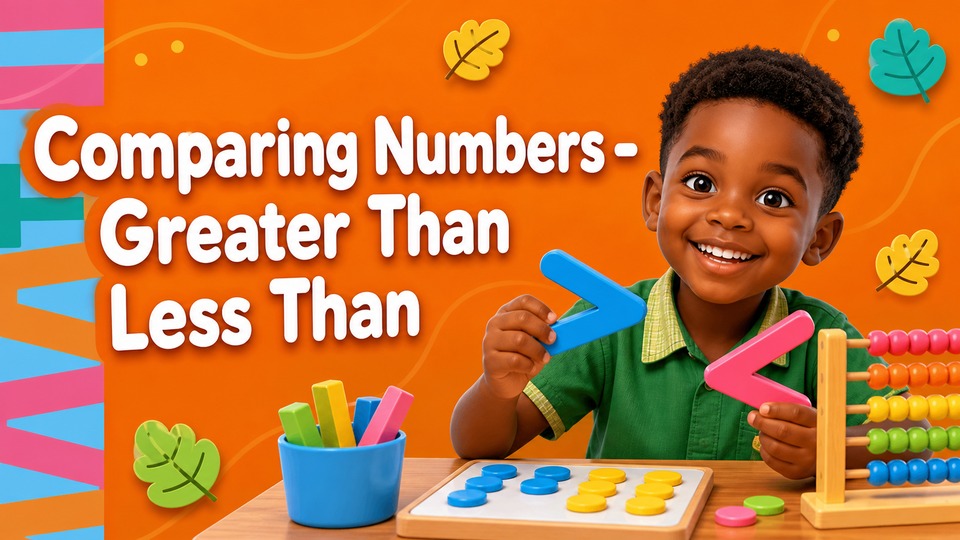 Comparing Numbers - Greater Than Less Than | Math | 1st Grade - Kids Academy backdrop