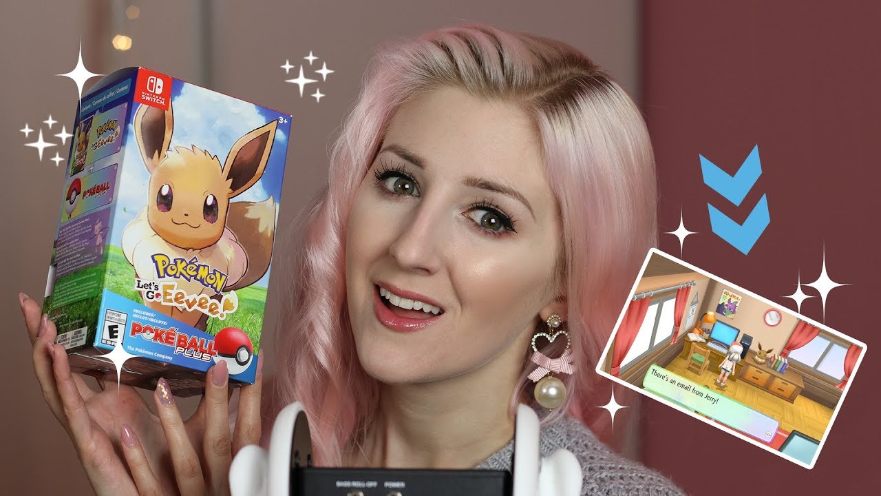 Pokémon Let's Go Eevee LET'S PLAY! (ASMR Ear to Ear + gameplay/game controller sounds) backdrop