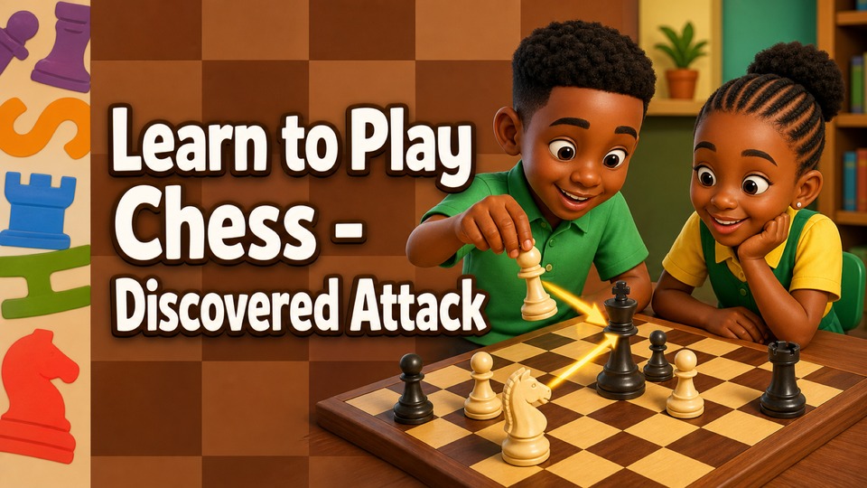 Learn to Play Chess - Discovered Attack | Kids Academy backdrop