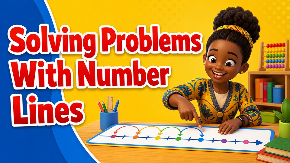 Solving Problems With Number Lines | Math | 1st Grade | Kids Academy background