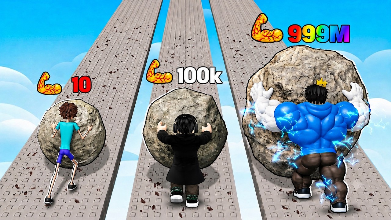 Who Can Push The Heavy Stone in Roblox.. background