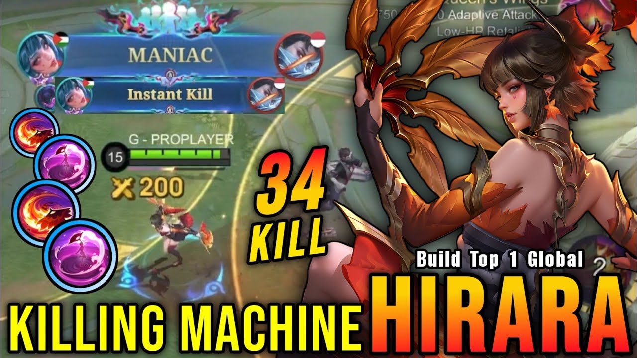 This is Insane!! Hirara 34 Kills + MANIAC Super Killing Machine!! - Build Top 1 Global Hirara ~ MLBB background