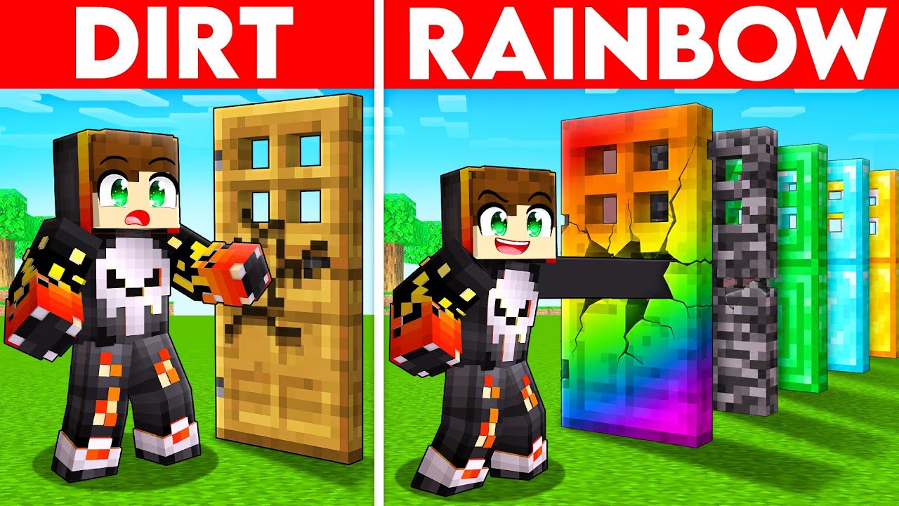DIRT VS RAINBOW DOORS BATTLE IN MINECRAFT!! background