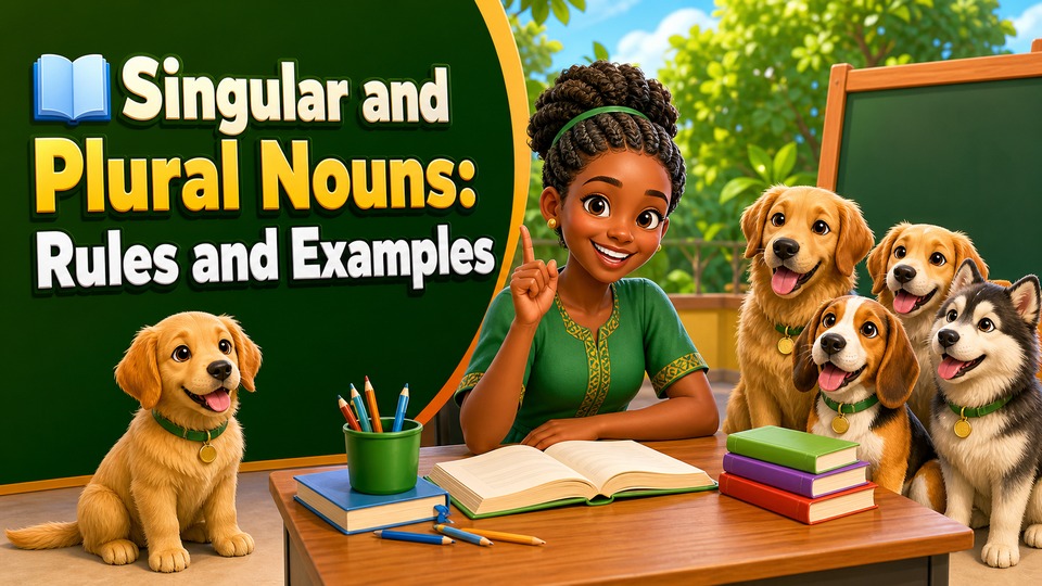 📘 Singular and Plural Nouns: Rules and Examples background