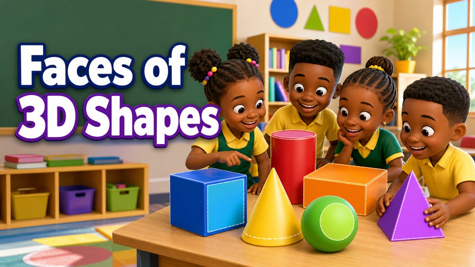 Mga Mukha ng 3D na Forma | Geometry | Math para sa Ikalawang Baitang | Kids Academy background