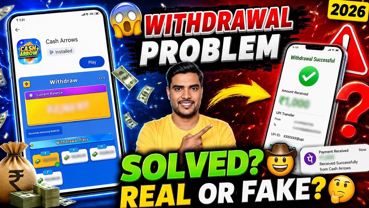 cash arrow withdrawal kaise kare? cash arrow game real or fake? cash arrow real or fake background