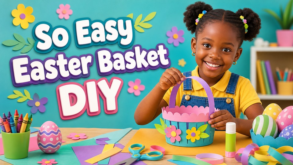 So Easy Easter Basket DIY | How to Make an Easter Basket | Paper Crafts by Kids Academy background