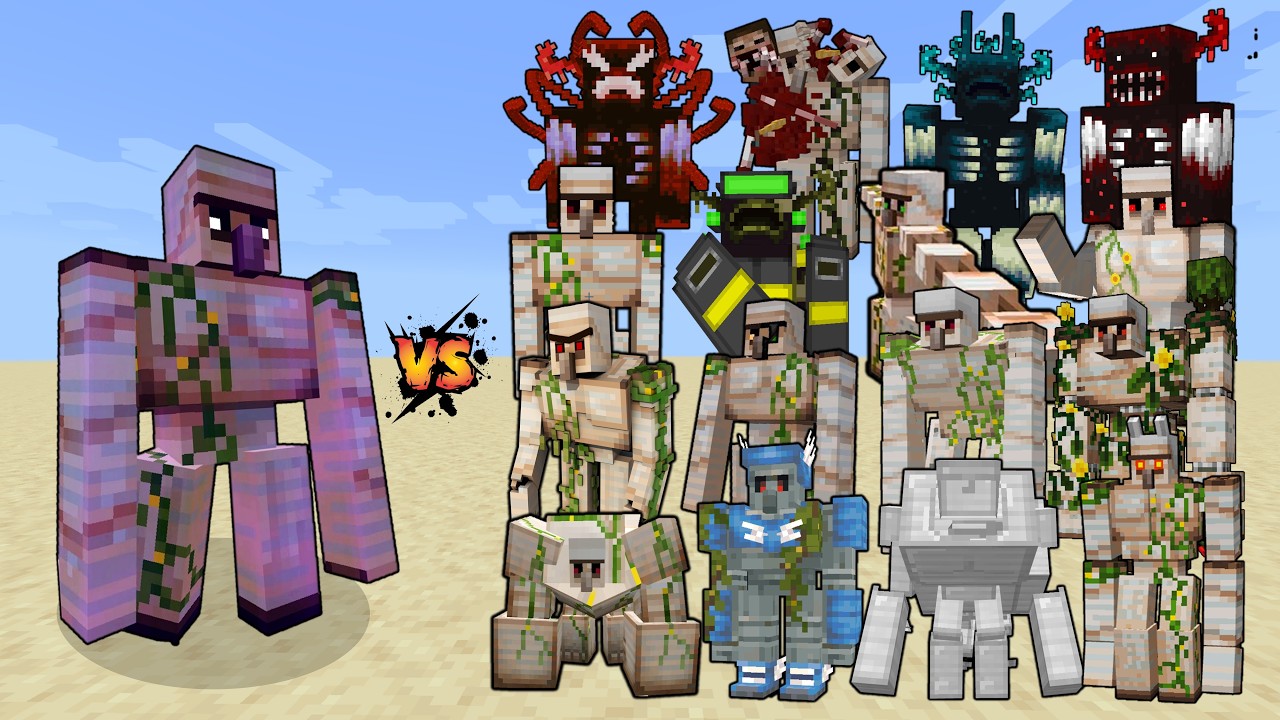 Enchanted Iron Golem vs All Iron Golems & Wardens - Minecraft Mob Battle background