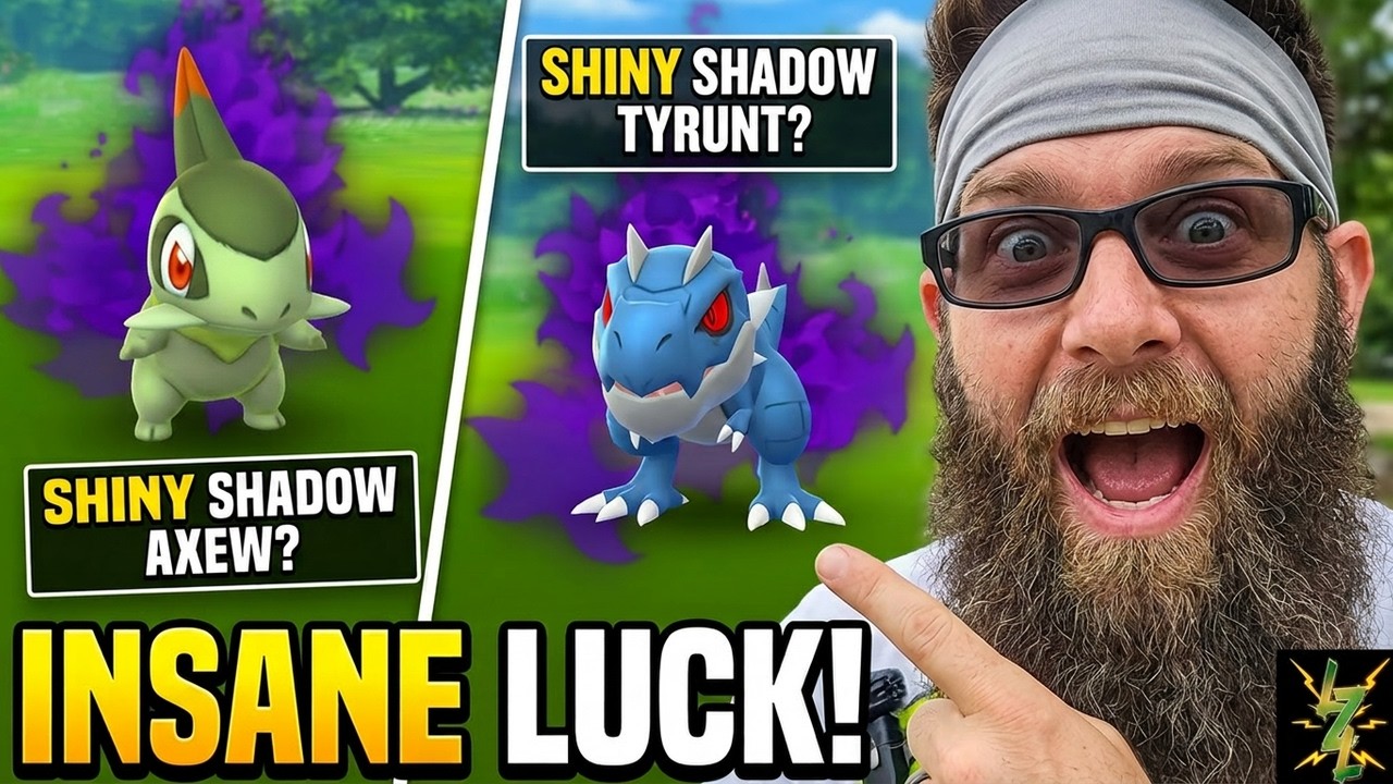 Insane Shiny Shadow Luck Hunting Axew and Tyrunt! Pokemon Go background
