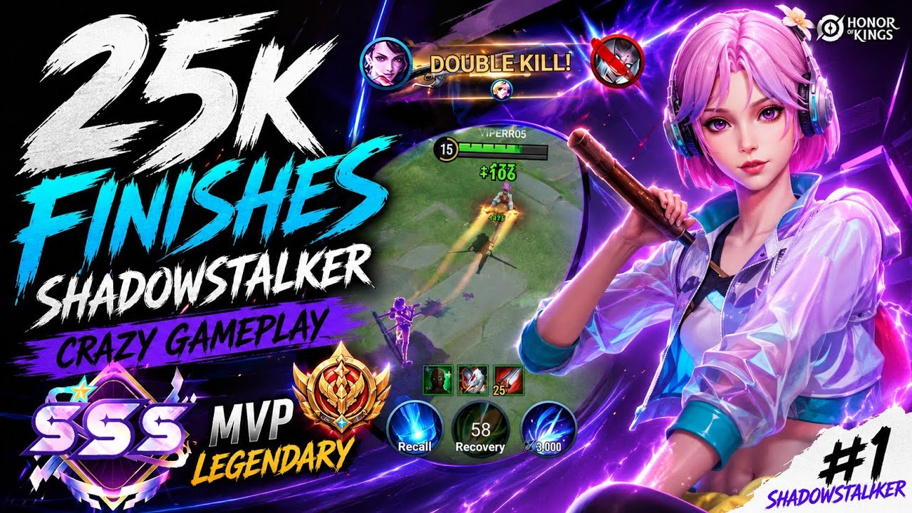 25 KILLS SHADOWSTALKER GAMEPLAY 🥶🔥 UNSTOPPABLE RAMPAGE! SSS MVP | HOK BEST ASSASSIN MONTAGE background