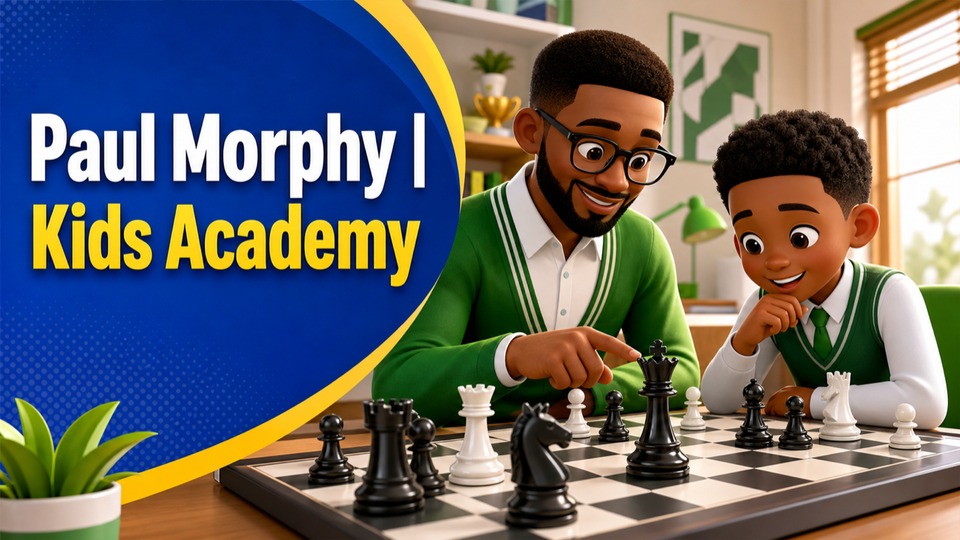 The Most Famous Chess Game - Opera Game Analysis | Paul Morphy | Kids Academy background