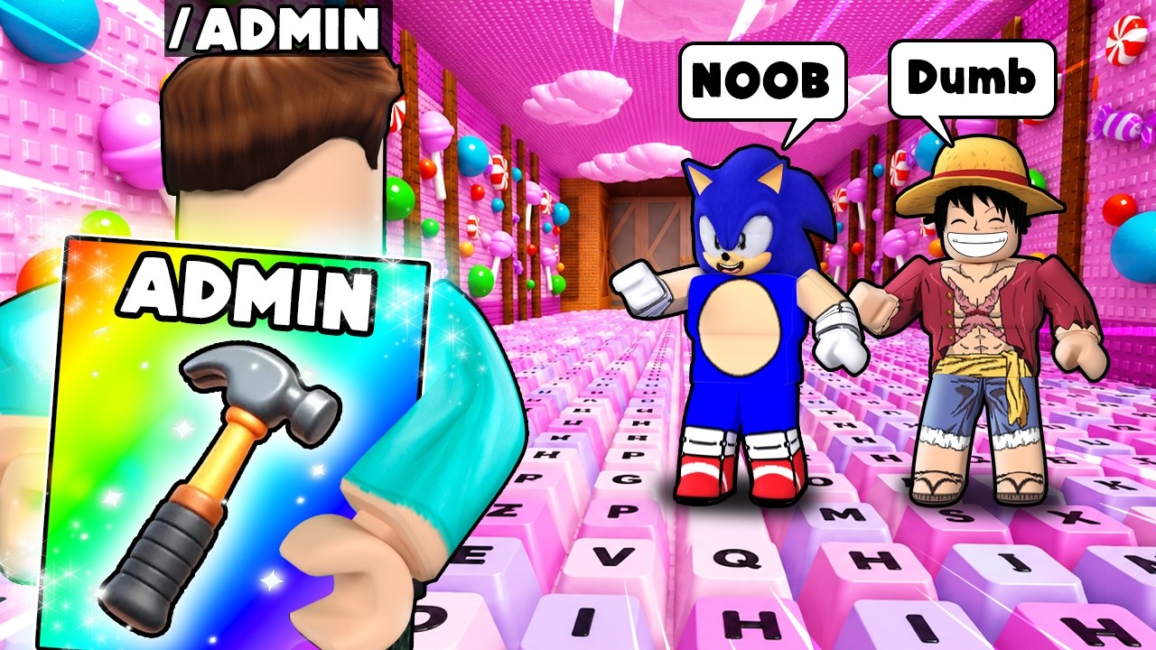 I USED ADMIN COMMANDS TO TROLL NOOBS IN ROBLOX ESCAPE THE KEYBOARD !! background