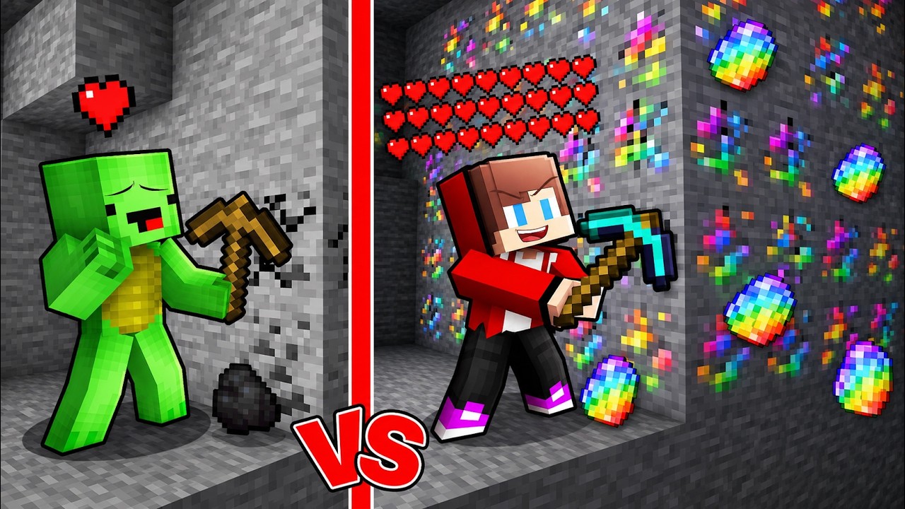 JJ and Mikey Got a MILLION HEARTS by Mining in Minecraft! (Maizen) background