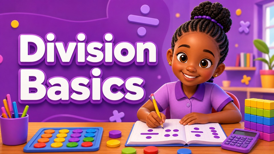 Division Basics | Math for 3rd Grade - Kids Academy background