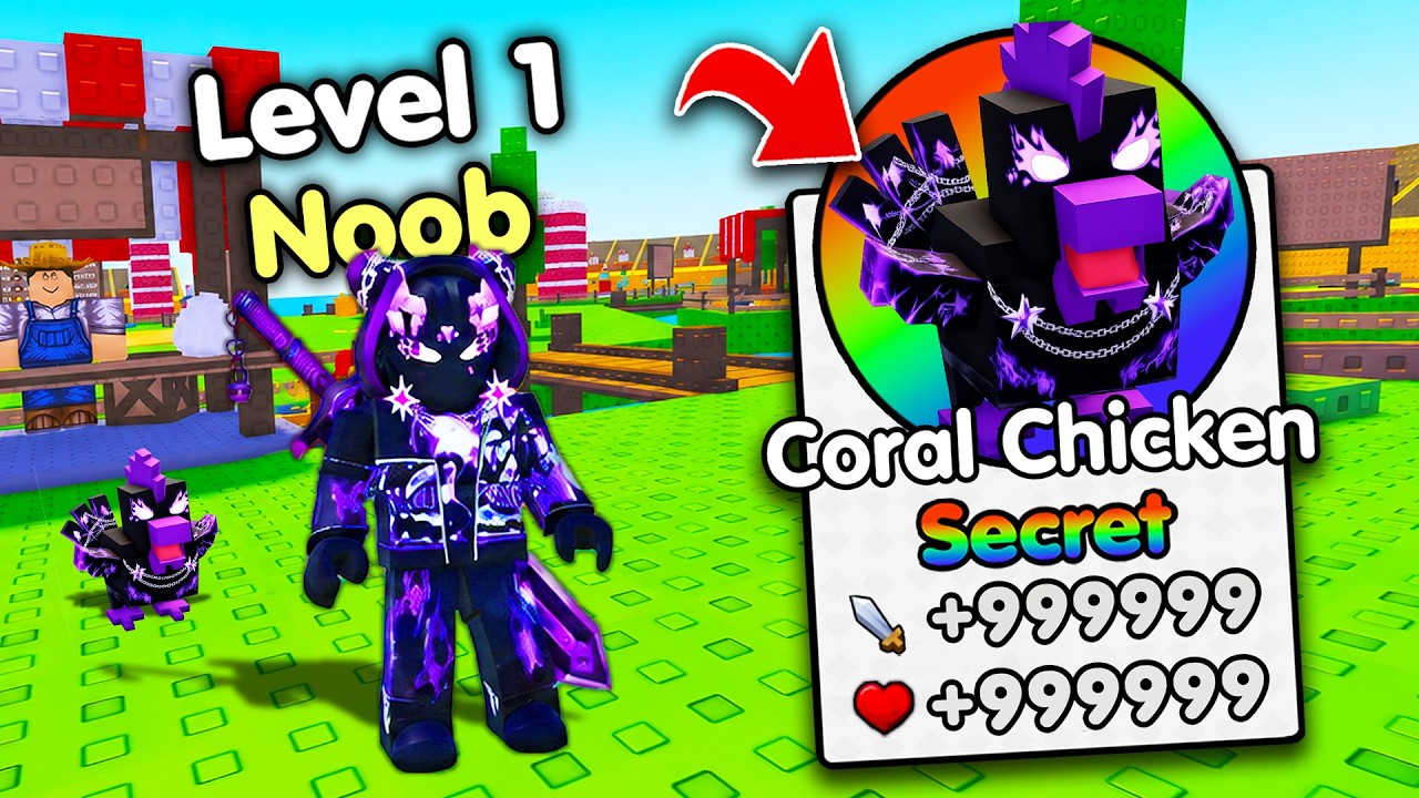 Starting Over as NOOB with OP SECRET in Chicken Farm! (Roblox) background