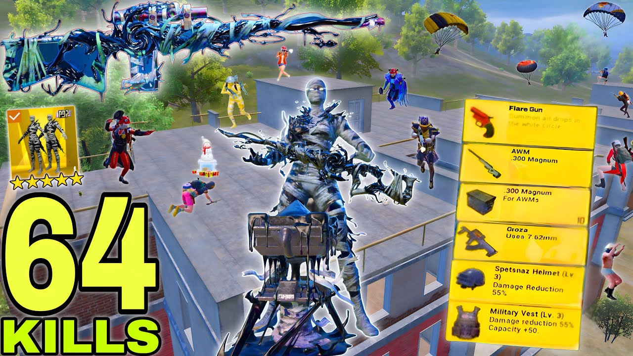 64 SOLO KILLS!😍 KING OF AWM BEST GAMEPLAY w/ AWM in NEW VERSİON🔥CHAOSPHAGE MUMMY SET😈 Pubg Mobile background