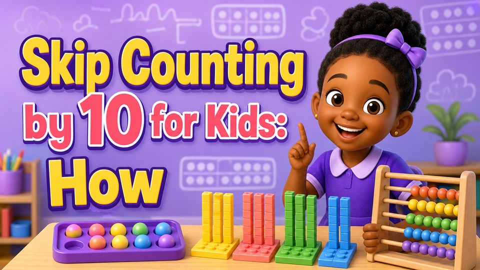 Perhitungan Lompati dengan 10 untuk Anak: Cara Perhitungan Lompati? Matematika Mudah untuk Kelas 1! backdrop