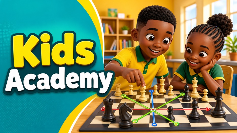 Learn to Play Chess - Chessboard Ranks, Files, and Diagonals | Kids Academy background