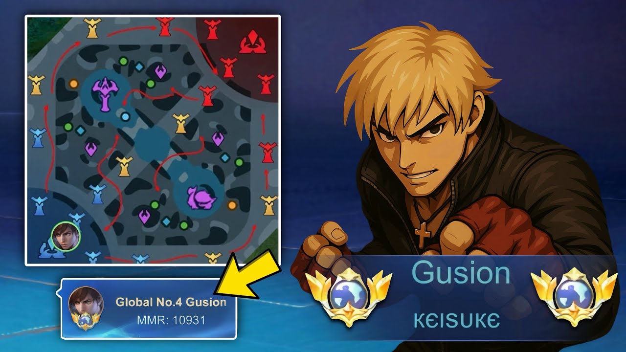 100% WINRATE GLOBAL GUSION ROTATION TUTORIAL!!🤫(must watch!) - Mobile Legends background