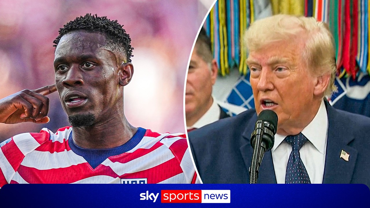 Donald Trump on Balogun red card controversy | "I'm the one that got them to do it" background