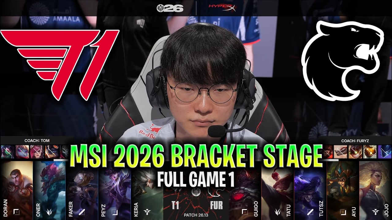 T1 vs FUR GAME 1 MSI 2026 BRACKET STAGE | FULL GAME | T1 vs FURIA G1 MSI 2026 background