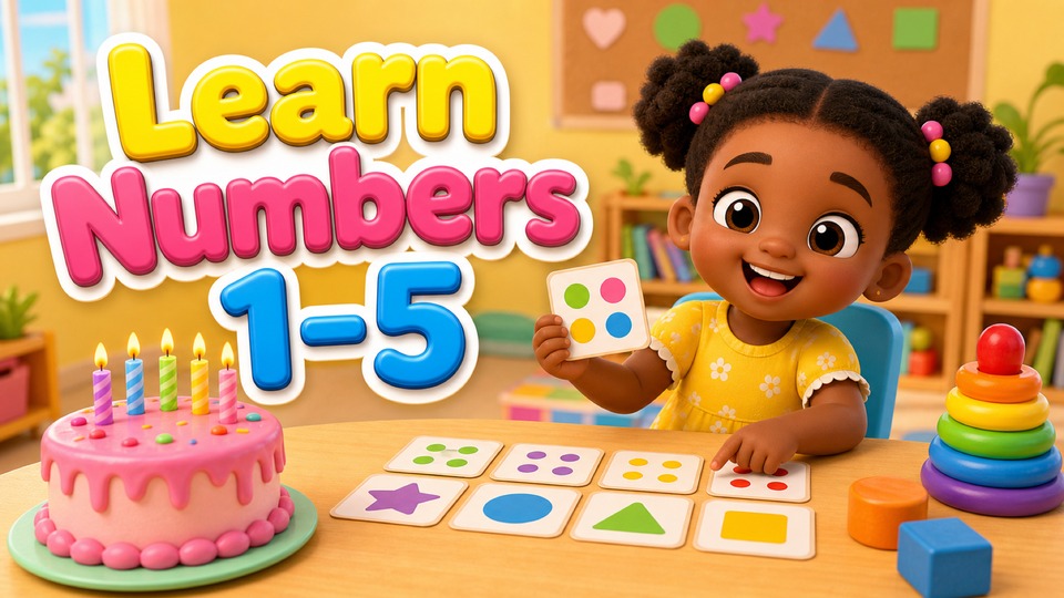 Learn Numbers 1-5 | Matching Games for Toddlers & Preschoolers | Kids Academy background