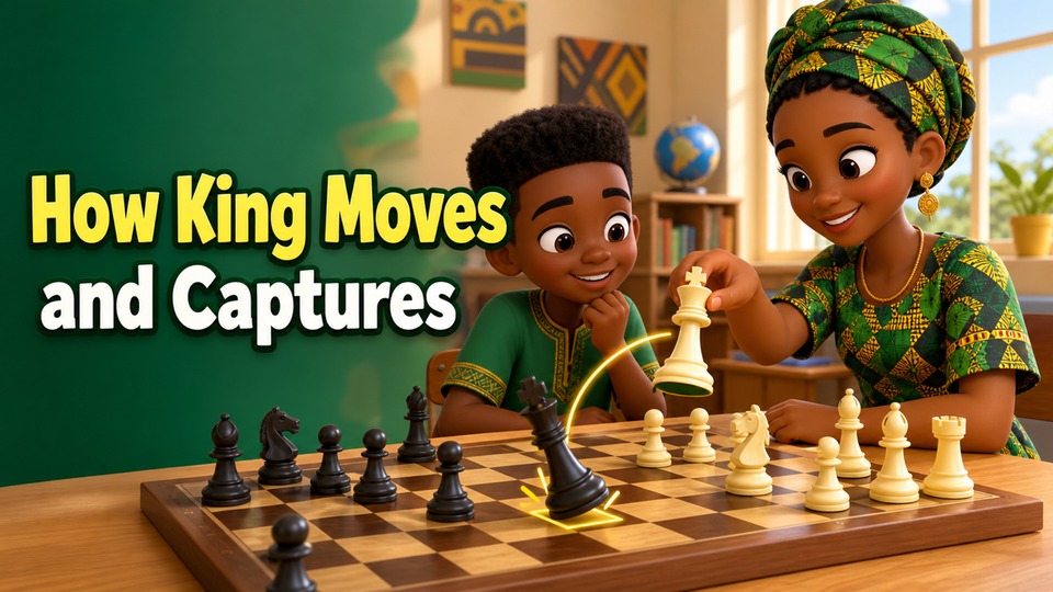 How King Moves and Captures | Chess for Children | Kids Academy
