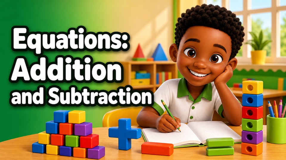 Equations: Addition and Subtraction | 1st Grade | Math | Kids Academy background