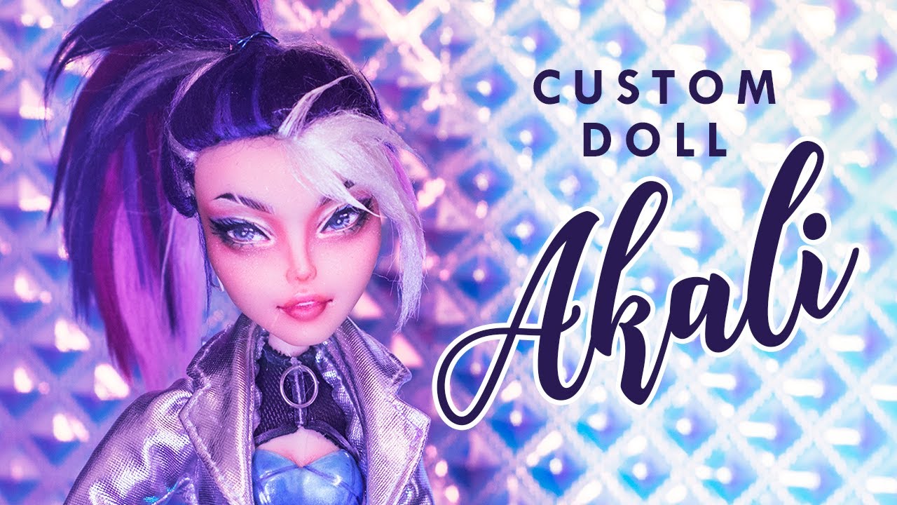 K/DA Akali from League of Legends • Collab with Moonlight Jewel • Custom Doll Tutorial background