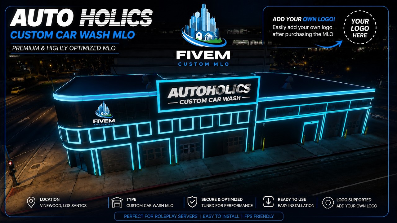Fivem custom Car wash Mlo with add secret bunker Fivem gang villa gang interior gta 5 mansion background