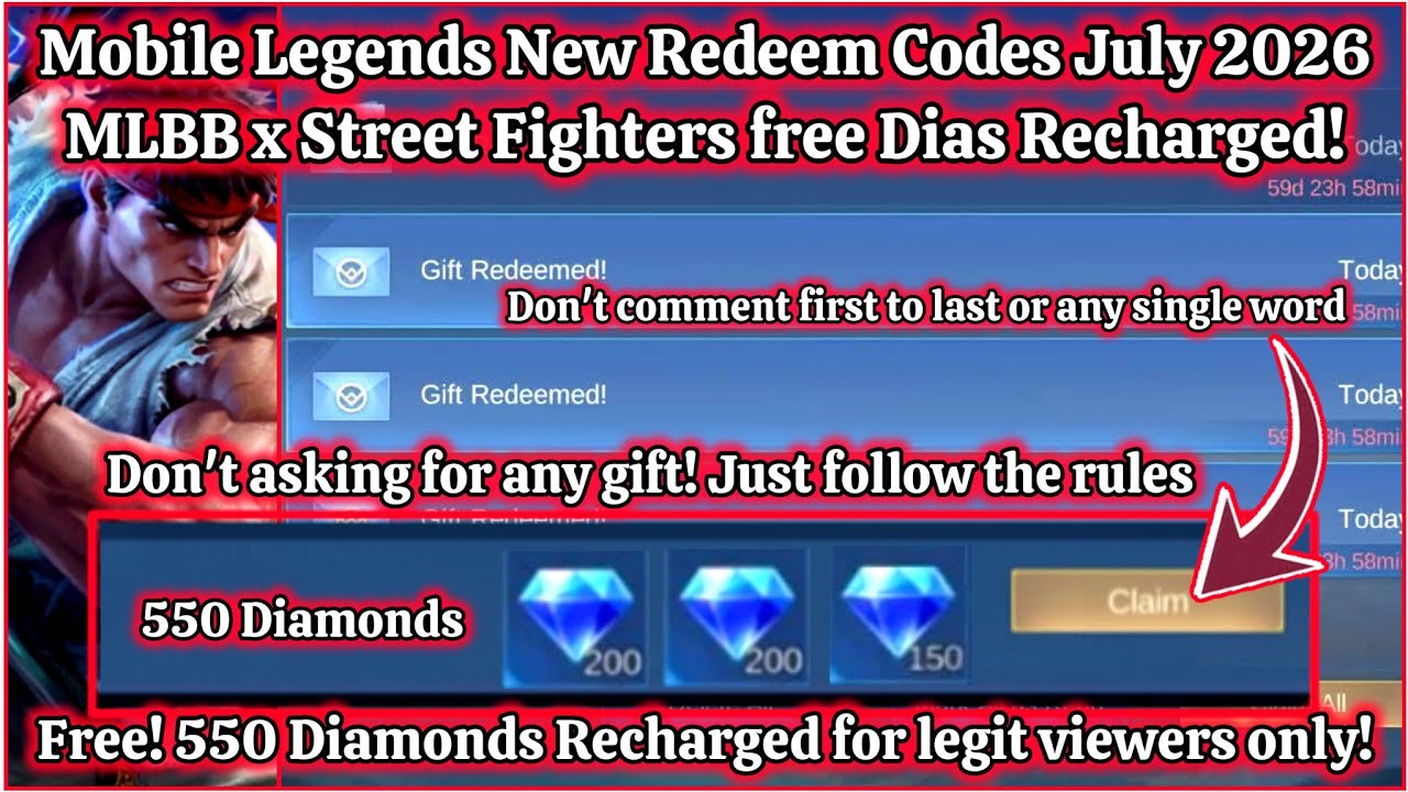 Legit! 100% working Mobile Legends New Redeem Codes July 6, 2026 MLBB Redeem Codes for Everyone! background
