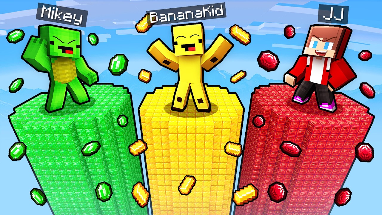 JJ and Mikey: TREASURE CHUNK BATTLE in Minecraft! background