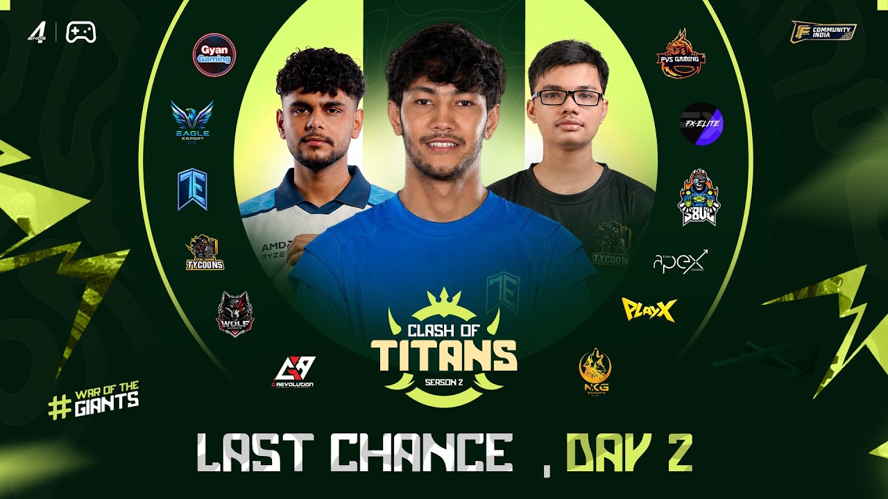 CLASH OF TITANS S2 | LAST CHANCE DAY - 2 | ₹1,00,000 PP | Free Fire MAX | 4Ends.TV background